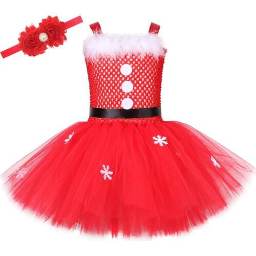 Girls Princess Dress Red Christmas Dress Santa Claus Costume Kids Tutu Dress Ball Gown Children New Year Xmas Party Tulle Dresse