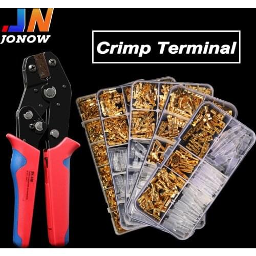 2.8/4.8/6.3mm Spade Crimp Terminal Connector Golden Universal Seal Spring Plug Insulated Electrical Wire Connectors SN48B kit