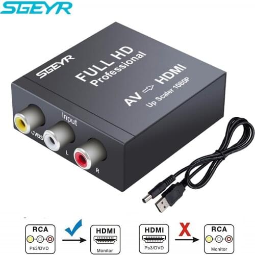 AV RCA to HDMI Converter Composite 3RCA Audio Video CVBS to HDMI Adapter SGEYR AV2HDMI Converter rca 1080P 720P for VHS
