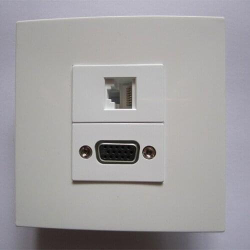 Directly Plug VGA + RJ45 Network Wall Socket 86mm White Panel Outlet Cheap Cost Suit For Home Store