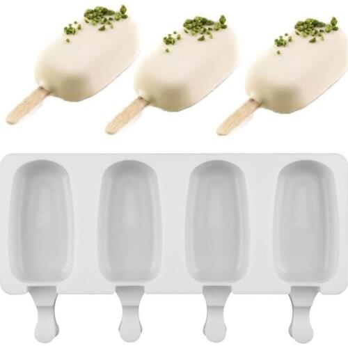 4 Cell Silicone Ice Cream Mold Popsicle Molds DIY Homemade Dessert Freezer Fruit Juice Ice Pop Maker Mould