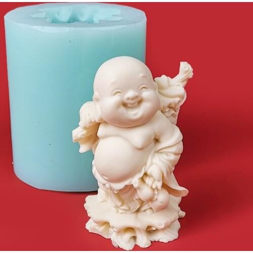 TS0213 PRZY Silicone Maitreya Smiling Buddha 3D Buddha Moulds Molds Candle Soap Mold Clay Resin Moulds