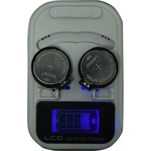 Cell 2-Slot LIR2032 LIR2025 LIR2016 3.6V Rechargeable Lithium Button Cell Coin Battery Charger LCD Indicator intelligent US Plug