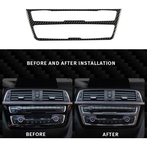 Car Styling Sticker for BMW F30 F34 Carbon Fiber Strip Air Conditioning CD Panel Decorative Cover Trim Auto Interior Accessories