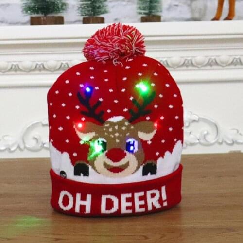 LED Christmas Hat Sweater Knitted Beanie Christmas Light Up Knitted Hat Christmas Gift For Kids Xmas 2022 New Year Decorations