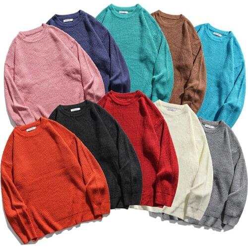 Loose and versatile solid oversize sweater for men and women casual simple Hong Kong Style Korean knitwear trend