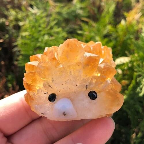 1Pcs High Quality Citrine Cluster Hedgehog Beautiful Crystal Stone Animal For Healing Decoration