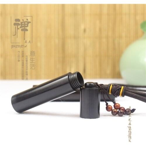 Zhengda ebony screw tooth pick carved small incense bucket solid wood violet Tan snuff bottle creative gift