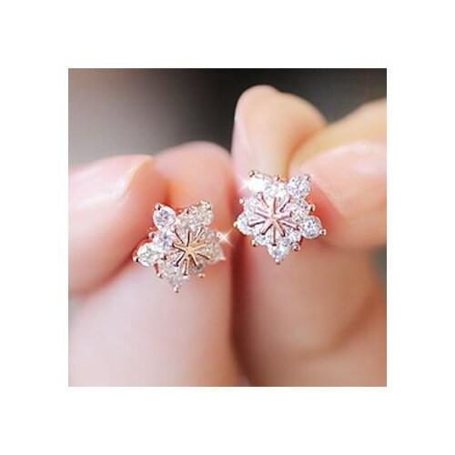 Flower Zircon Stud Earring Female 925 Sterling Silver Small Lovely Earrings For Women Fashion Earring Anti-allergic
