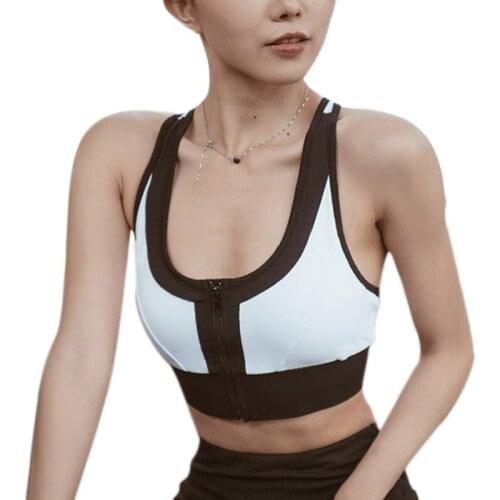 Women Yoga Shirts Sleeveless Sport Short Vest With zipper Yoga Bra Running Tops Fitness Workout Gym Clothing