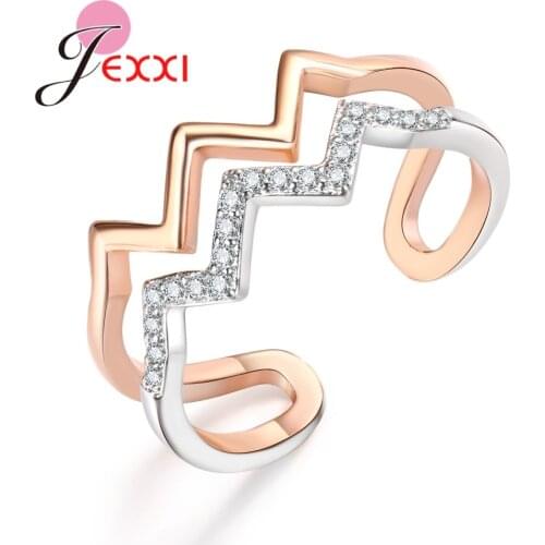New Fashion Geometric Patterns Rose Gold Open Ring For Women Girls Party Jewelry Accessories Wholesale Holiday Gift