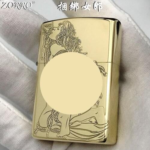 Zorro Copper Sex Lady Korosene Lighter Windproof Oil Lighter Inflatable Cigarette Lighter Smoking Accessories Dropship Suppliers