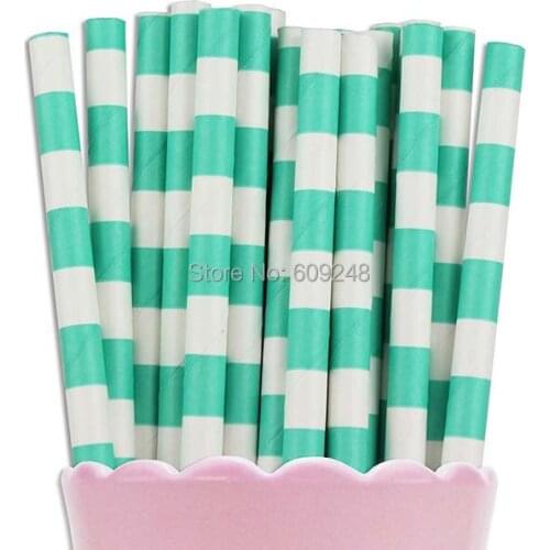 100pcs Mixed Colors Aqua Ring Circle Sailor Stripe Paper Straws,Colored Rugby Stripe Paper Drinking Straws,Cocktail Party Bulk
