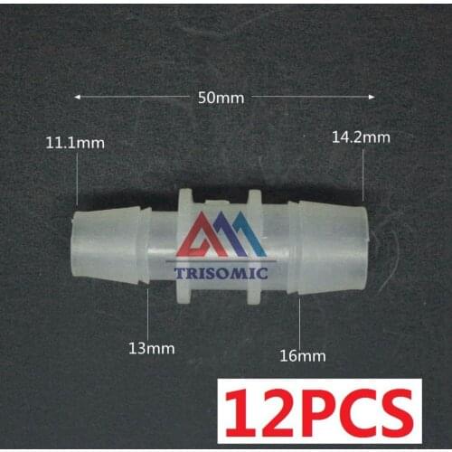 12 pieces 14.2mm*11.1mm Straight Reducing Connector Plastic Fitting Barbed Reducing Connector