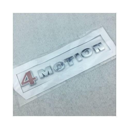 1X 4 MOTION 4motion Red & Chrome Car Rear Emblem Decal For PASSAT GOLF Polo Tiguan Car Boot Trunk Badge Sticke