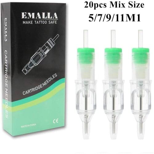 20PCS Tattoo Cartridge Needles Mix Size 0.35MM Single Stack Magnum Tattoo Needles 1205M1 1207M1 1209M1 1211M1