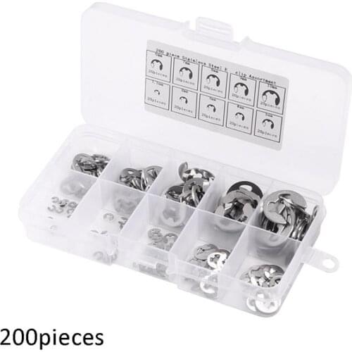 200pcs. E / C Clips Sicherungsring Seegering Sprengring Satz Sortiment Werkzeug For Home Accessories Stainless Steel Silver Tool