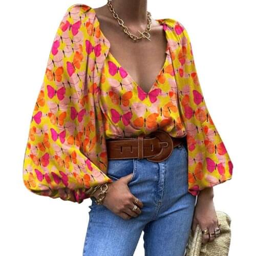 2021 High Quality Factory Price Early Autumn New Sexy Butterfly Print V-Neck Bat Sleeve Dress Women