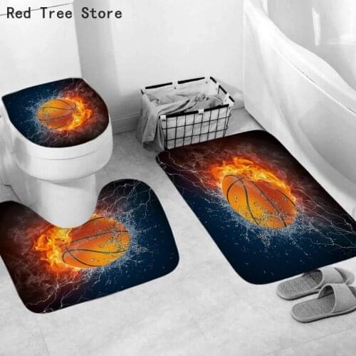 3Pcs/Set Bathroom Bath Mat Toilet Rugs Anti Slip Material Shower Carpets Suit Toilet Lid Covers Shower Room Decor Rug Floor Mats