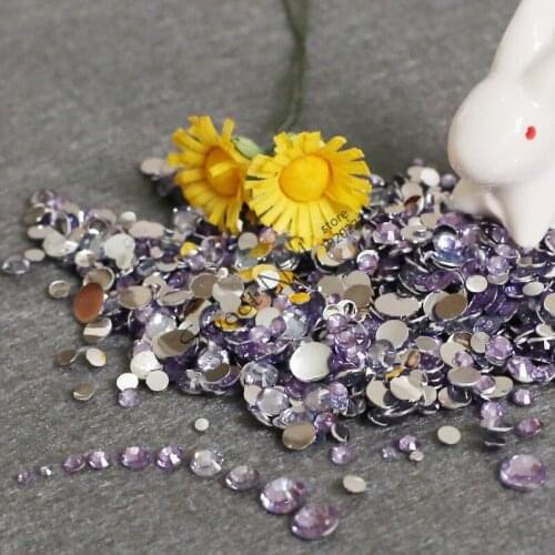 400pcs SS6-SS30 Mixed Size charming beautiful Light Purple 14 facet round diamond sparkling acrylic nail art decoration N16