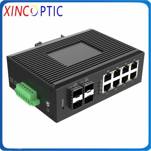 4SFP + 8RJ45, 4*1000Base-X Gigabit Managed Industrial Switch,12 10/100/1000M excluding SFP Managed Industrial PoE Switch