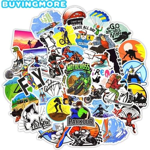 50 PCS Extreme Sport Moto Bike Stickers Adventurous Cool Graffiti Stickers Skateboard Laptop Guitar Car Decal Waterproof Sticker