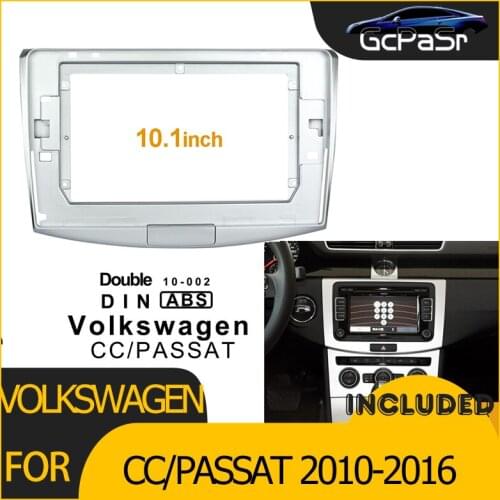 2Din Car Radio Lettore DVD Frame Audio Adattatore di Montaggio Dash Trim Facia Panel 10.1 "Per Volkswagen CC/PASSAT 2010-2016 d