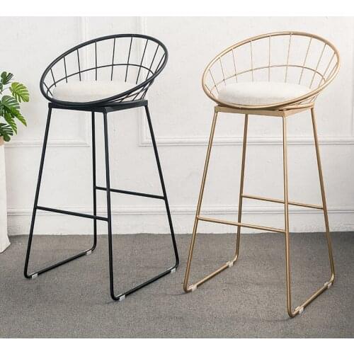 65cm Nordic Bar Stool Wrought Iron Cashier High Stool Modern Minimalist Back Bar Chair 65CM Height Creative Bar Chair