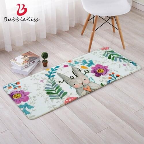 Bubble Kiss Modern Doormat Carpet Cartoon Rabbit Pattern Area Rug Fashion Green Floor Mat Customized Non-Slip Bathroom Rug