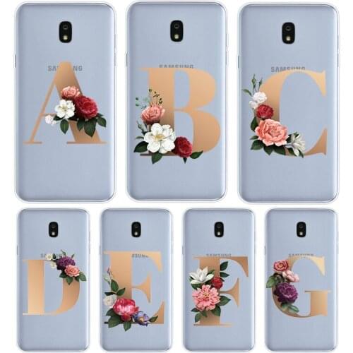 Letter Alphabet Flowers A For Samsung Galaxy J8 J7 Duo J6 J5 Prime J4 Plus J3 J2 Core 2018 2017 2016 Phone Case Cover