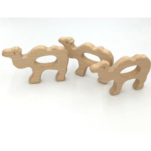 Beech Wooden Camel Natural Handmade Wooden Teether DIY Wood Personalized Pendent Eco-Friendly Safe Baby Teether Toys