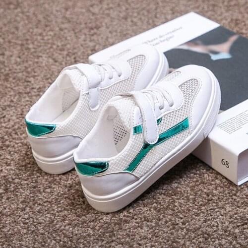 Spring summer 2021 childrens tennis shoes boy white shoes girls flat Magic Stick Sports hollow-out casual shoes baby shoes