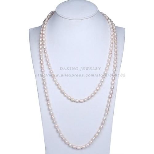 Long natural pearl necklace real freshwater teadrop shape pearl jewelry 156 cm for wedding