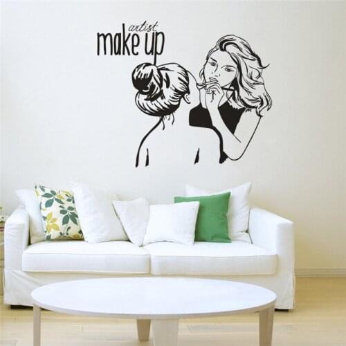 Women Make Up Wall Decal Beauty Salon Decor Make Up Artist Quote Wall Sticker Mural Wall Vinyl Decals Removable FK-5