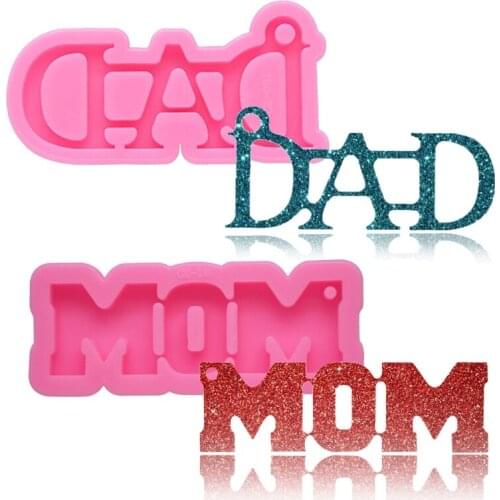 Handmade Mom Dad Resin Mold Letter Mothers Fathers Day Gift Keychain Pendant Resin Casting Mold Jewelry Making Tools