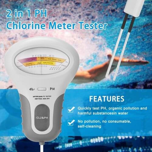 KKMOON 2 in 1 PH Chlorine Meter Tester PC-102 PH Tester Chlorine Water Quality Testing Device CL2 Measuring For Pool Aquarium