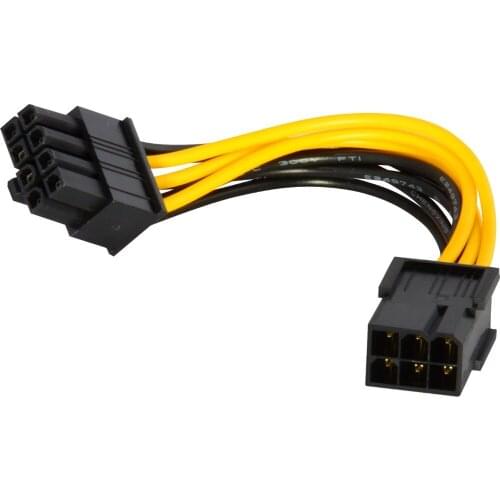 Best quality 6-pin to 8-pin PCI Express Power Converter Cable for Video Card PCIE 500pcs/lot