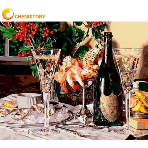 CHENISTORY Painting By Number Still Lifes Red Wine Pictures Oil Painting For Living Room Wall Art Home Decoration Kit Gift