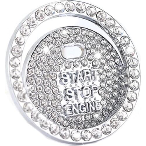 Engine Ignition Push Button Decoration Bling Diamond Car Engine Ignition Start Button Decor Ring Crystal Sticker