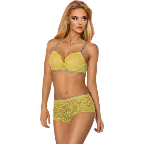 Push Up Bra Panty Set For Women Sexy Seamless Underwear Bralette Lace Ultra Thin Padded Backless Transparent Adjustable Strap