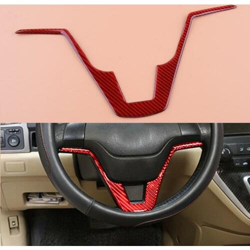 Carbon Fiber Red Steering Wheel Trim Panel Strip Cover Fit for Honda CR-V 2007 2008 2009 2010 2011 Car Decoration