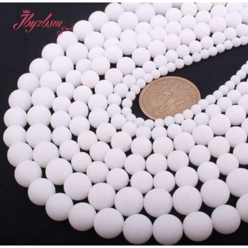 6,8,10mm Frost Round Beads White Jades Stone Spacer Beads for DIY Accessories Women Men Necklace Bracelet Jewelry Making 15"