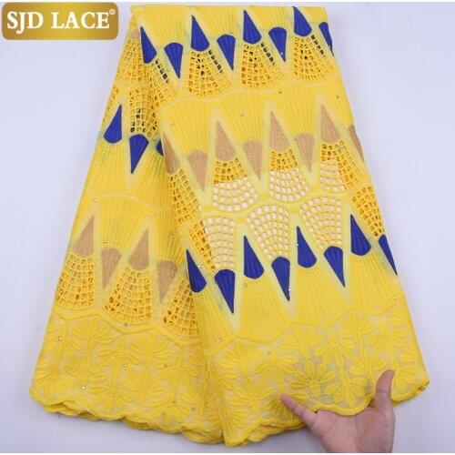 SJD LACE 2020New Arrivals African Lace Fabric With Stones Swiss Voile Lace High Quality Nigerian Cotton Laces For Wedding A1918
