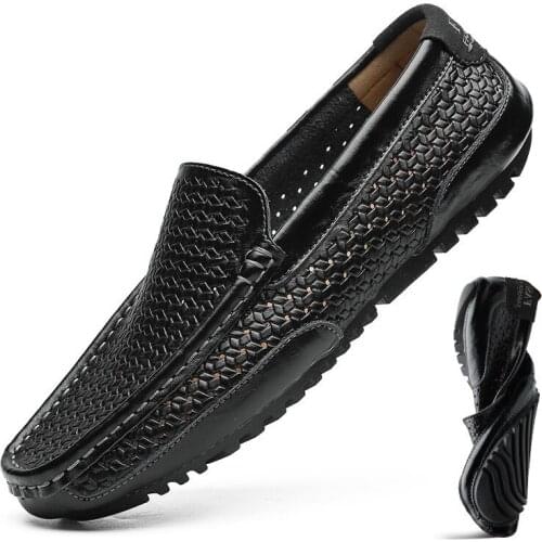 2020 Summer Men Shoes Casual Luxury Brand Genuine Leather Mens Loafers Moccasins Italian Breathable Slip on Boat Shoes Mazefeng