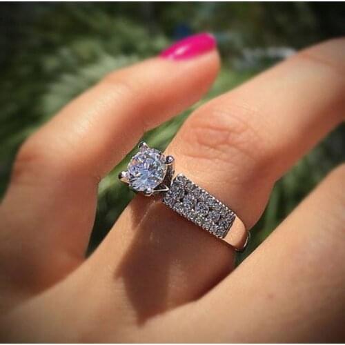 Fashion white AAA zircon jewelry wedding engagement rings for women vintage crystal zircon jewelry gift