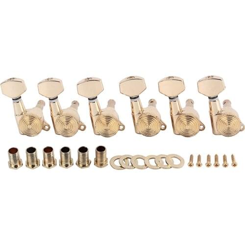 A Set 6 Pcs Gold Locked String Tuning Pegs key Tuners Machine Heads For Acoustic Electric Guitar Lock Schaller Style