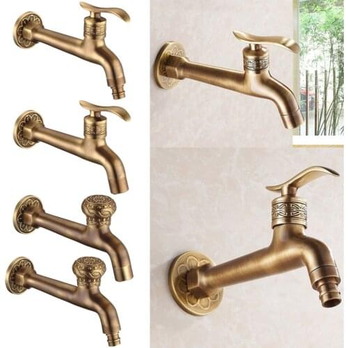 Wall Mounted Vintage Flower Bathroom Washing Machine Faucet Antique Tap
