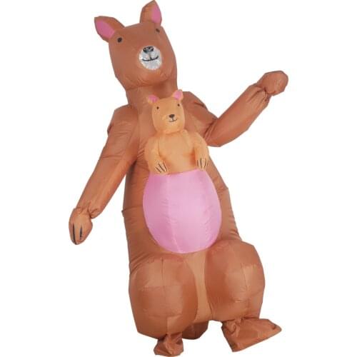 New Animal Brown Kangaroo and Baby Halloween Cosplay Costumes Cute Birthday Gifts Inflatable Costumes for Adult Man Women