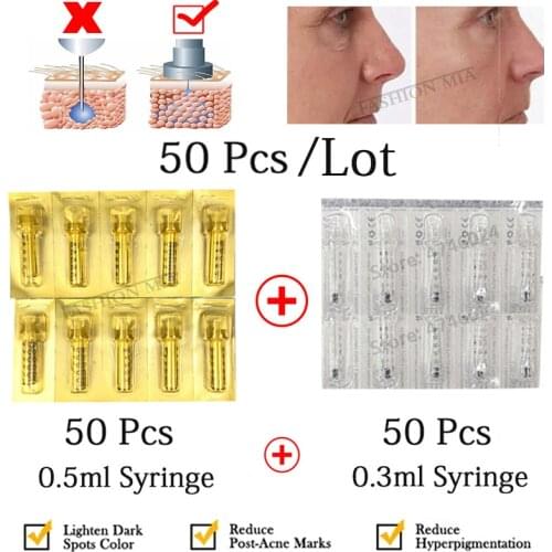 0.3ml & 0.5ml Disposable Ampoule Head Hyaluronic Acid Ampoule for Atomizer Gun High Pressure Wrinkle Removal Syringe Lip Lifting