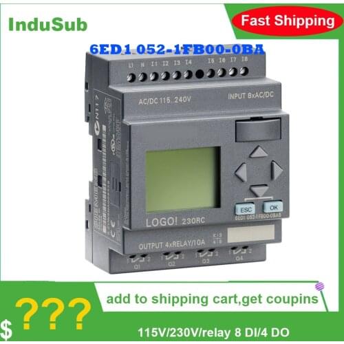Original 6ED1052-1FB00-0BA6 0BA5 0BA4 Simatic LOGO! 230RC 8DI/4DO 115V/230V/RELAY PLC 6ED10521FB000BA6 Logic Module Controller